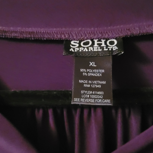 SoHo Apparel LTD Purple Top  XL - Picture 4 of 8